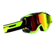 Progrip 3450 Multilayered Mirrored Lens Motocross Goggles Fluorescent Yellow-Black Frame