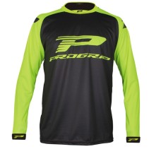 Progrip 7010 Adult Motocross Shirt Black-Flo Yellow Large