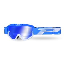 Progrip 3450 Riot Multilayered Mirrored Lens Motocross Goggles Light Blue-White Frame