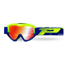 Progrip 3450 Riot Multilayered Mirrored Lens Motocross Goggles  Flo Yellow-Navy Blue Frame